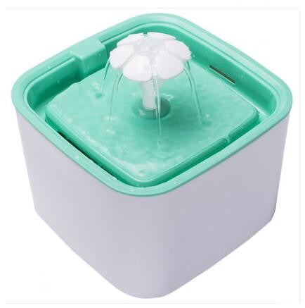 PawTec Automatic Pet Water Fountain in white and mint green with continuous water flow
