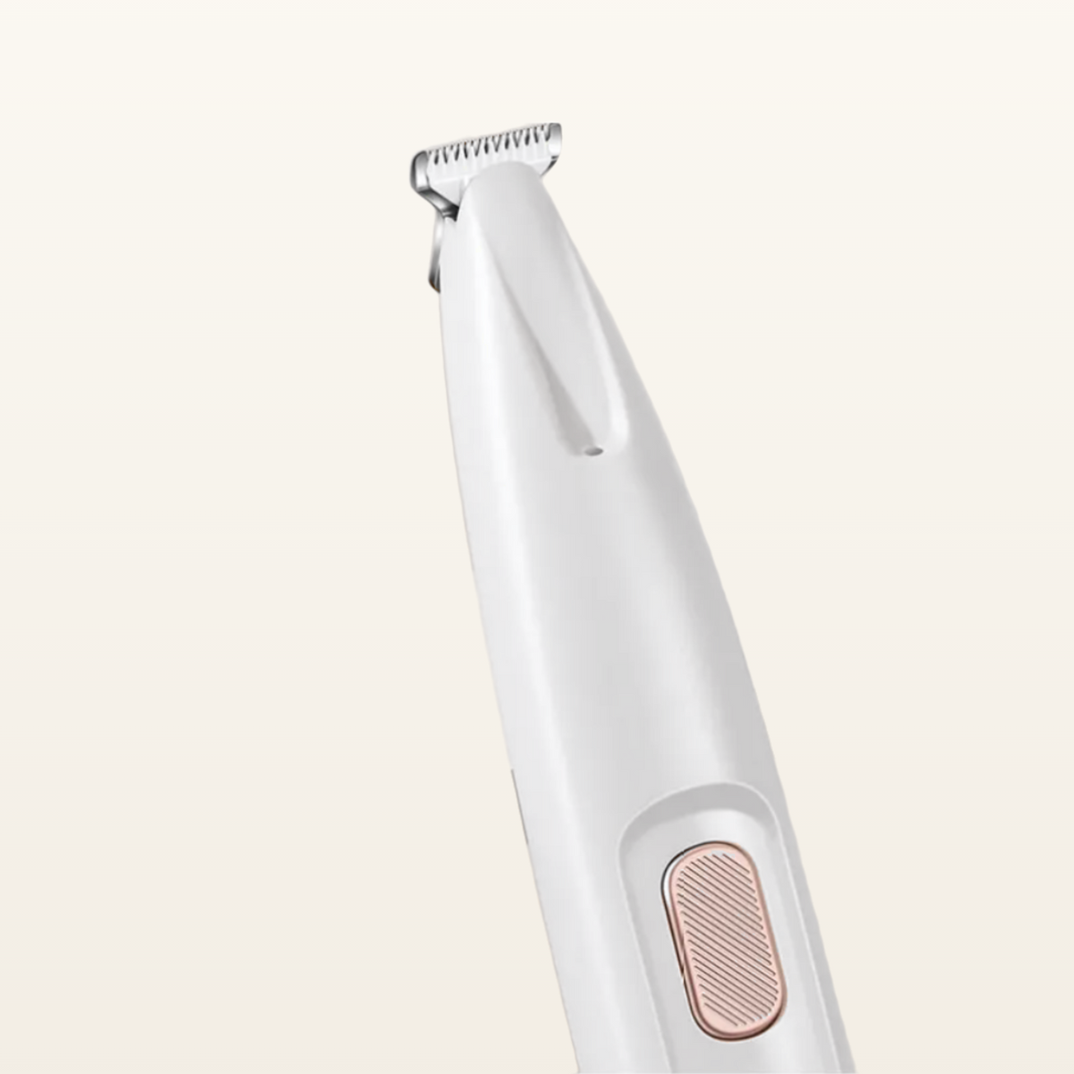 Close-up of the PawTec Precision Paw Trimmer blade head and button